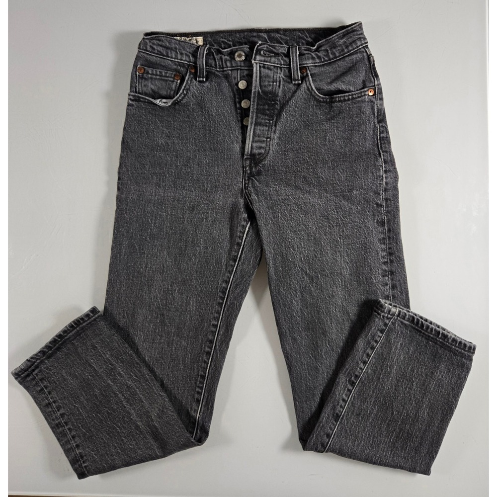 Levi's Premium 501 Original Fit Straight Leg Jeans Washed Black Women 26x24